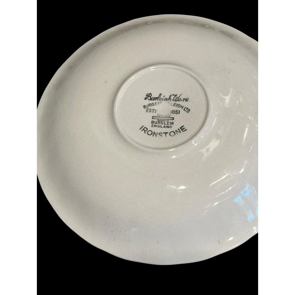 Burleigh Ware Pink Rose Ironstone Teacup and Saucer Burgess & Leigh England